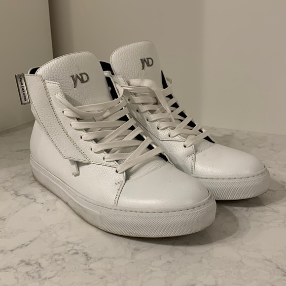 White leather Italian made high top sneakers - Picture 1 of 5